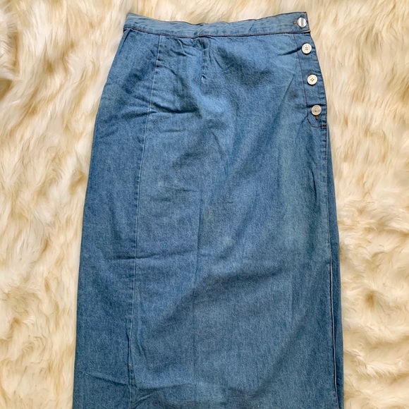 Vintage California Influence Denim Wrap Long Skirt - Picture 2 of 5